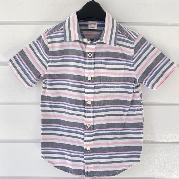 Gymboree Boys Striped Short Sleeve Button Down Shirt Size 4 XS - Picture 2 of 7